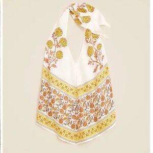 J. CREW Open-back halter top in sunset rose block print $118 XS NWT